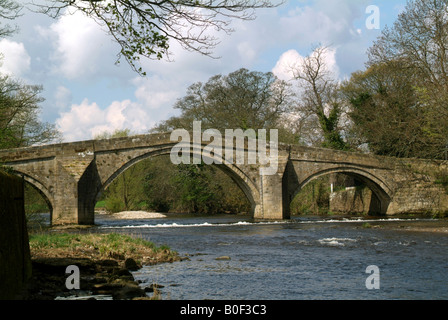 Die alte Brücke jetzt eine Fußgängerbrücke über den Fluß Wharfe Stockfoto