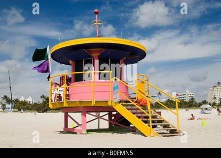 Art-Deco-Beach Patrol Station am South Beach, Miami Florida USA Stockfoto