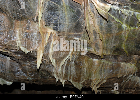 Kalkstein-Mineralien in den Höhlen von Cheddar England Stockfoto