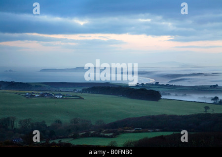 Blick auf St. Ives bay vom Trencrom Hügel mit Blick auf Upton Towans und Godrevy cornwall Stockfoto