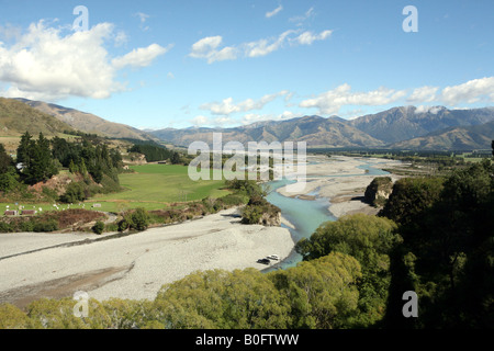 Das Flussbett in der Nähe von Hanmer springs Südinsel Neuseeland Stockfoto