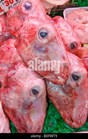 Lamm-Köpfe La Boqueria Markt Barcelona Katalonien Spanien Stockfoto