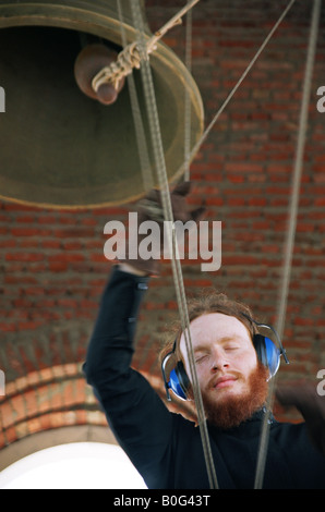 Glöckner auf der bellfry Stockfoto