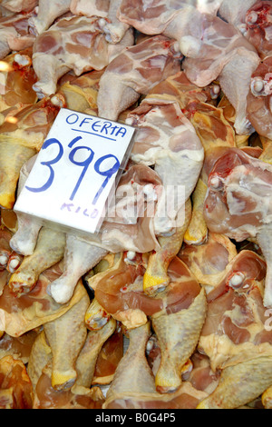 Hähnchenschenkel La Boqueria Markt Barcelona Katalonien Spanien Stockfoto