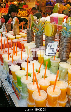 Säfte La Boqueria-Markt Barcelona Katalonien Spanien Stockfoto