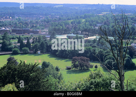 Blick vom Boxhill in Richtung Dorking, Surrey, England, UK Stockfoto