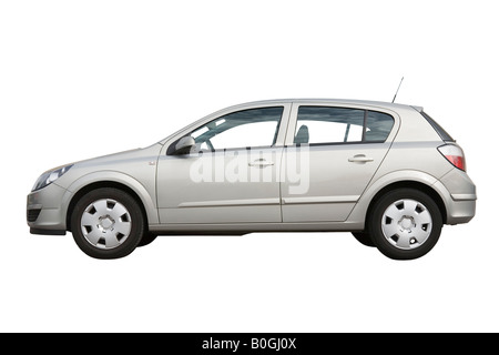 Fließheck Auto auf weißem Hintergrund Stockfoto