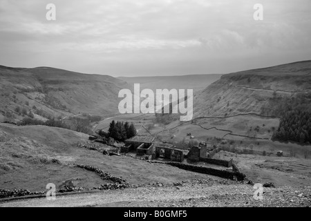 Die Überreste der Spinner Hall in der Nähe von Keld im Swaledale.  Die Gebäude eingestürzt durch Bergbau verursachte Subsidance. Stockfoto