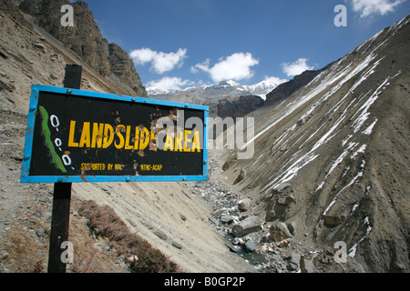 Erdrutsch gefährdeten Gebiet am Annapurna Circuit nepal Stockfoto