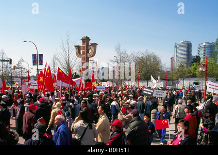 Friedliche chinesische Protest Rally statt in Chinatown Vancouver British Columbia Kanada - 26. April 2008 Stockfoto