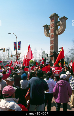 Friedliche chinesische Protest Rally statt in Chinatown Vancouver British Columbia Kanada - 26. April 2008 Stockfoto