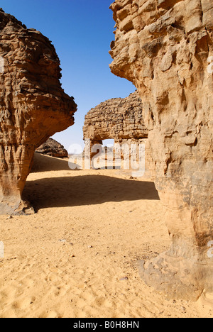 Felsformationen, Youf Ahakit, Tassili du Hoggar, Wilaya Tamanrasset, Wüste Sahara, Algerien, Nordafrika Stockfoto