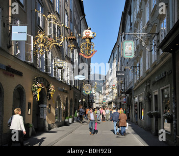 Getreidegasse Gasse, Salzburg, Österreich, Europa Stockfoto