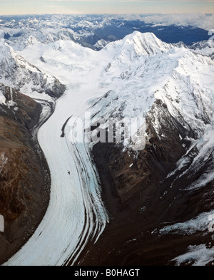 Mount Tasman-Gletscher, aerial shot, Aoraki/Mount Cook Nationalpark, Südinsel, Neuseeland Stockfoto