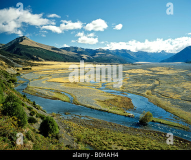 Rakaia River, Canterbury Plains, Südinsel, Neuseeland Stockfoto