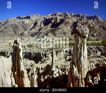 Felsformationen im Valle De La Luna Valley in der Nähe von La Paz, Bolivien Stockfoto