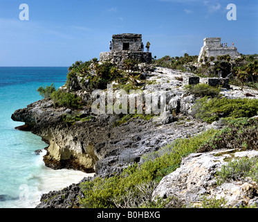 Tulúm, präkolumbische Maya oder Maya Stadt Ruinen auf der Maya-Fluss, Quintana Roo, Mexiko, Mittelamerika Stockfoto