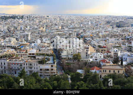 Athen, Blick nach Süden von der Akropolis, Athen, Griechenland Stockfoto