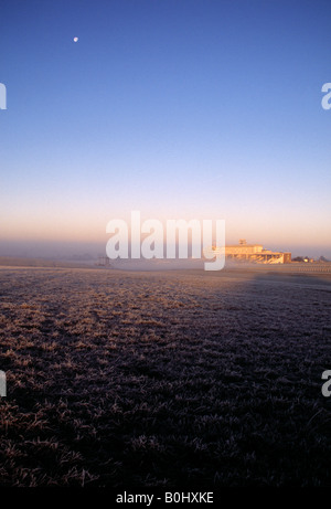 Frost und Nebel auf Epsom Downs Racecourse, Surrey Stockfoto
