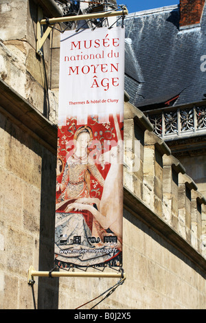 Schild am Musée National du Moyen Age Paris Frankreich Stockfoto