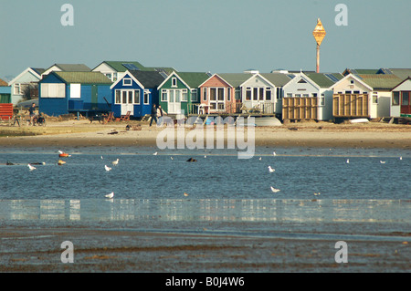 Strandhütten an Hengistbury Head in der Nähe von Mudeford in Dorset England UK Großbritannien englischen Küste Stockfoto