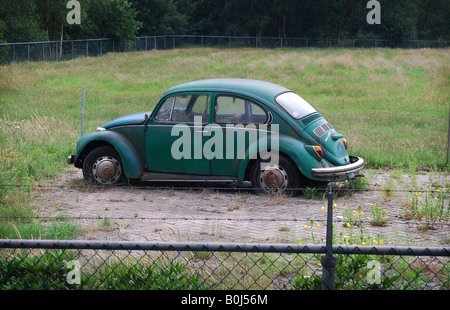 VW Käfer links in ein Feld Stockfoto