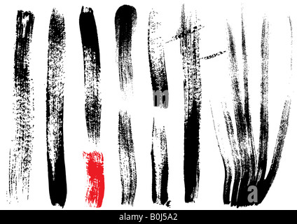 Vektor Umriss Spuren von anpassbaren Bio Bürsten Pinselstriche in verschiedenen Formen und Stilen, die sehr detailliert Stockfoto