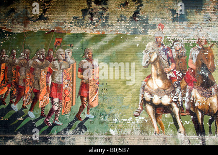 Gemalte Wandbild von Soldaten an einer Wand, Beaufort Street, Castlefield, Manchester, UK Stockfoto