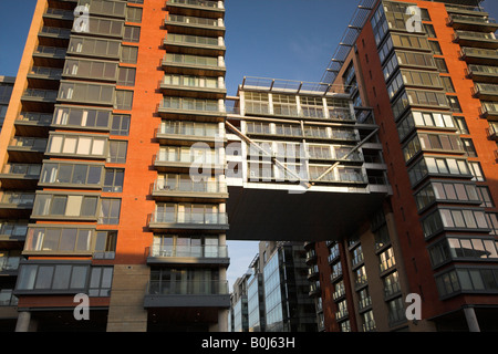 Leftbank Wohnungen, Spinningfields, auf dem Fluß Irwell, Manchester, UK Stockfoto