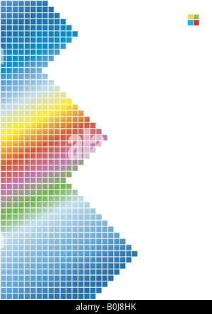 Vektor-Illustration von einem bunten Regenbogen mit quadratischen Mustern und Pyramiden vertikale Logo Probe in der Ecke Stockfoto