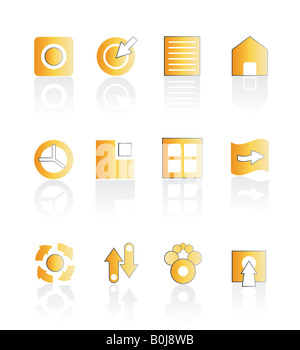 Vektor-Illustration von Asorted Web Icons in orange Farbe mit Schatten stilisiert und moderne leicht bearbeitbar Stockfoto