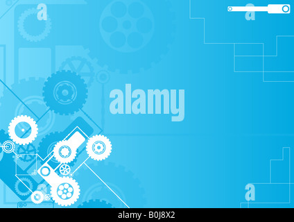 Vektor-Illustration einer modernen industriellen Uhrwerk Muster Hintergrund Technologiekonzepts in blau Stockfoto