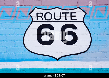 Willkommensschild Wandgemälde Winslow historische Route 66 Arizona USA von Dixon Stockfoto