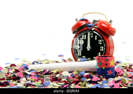 Feier und Party Mal Silvester isoliert auf weißem Hintergrund Stockfoto