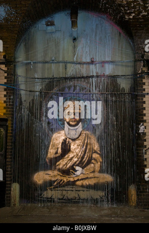 Schablone Kunst von Banksys Dosen Festival, London Stockfoto