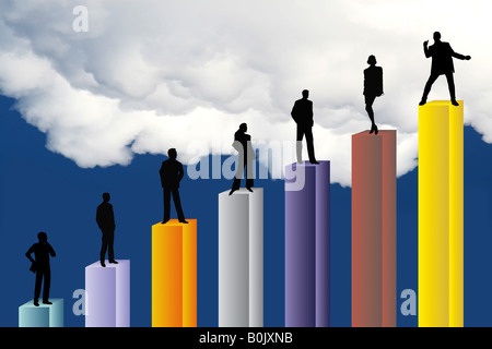 Konzeptionelle Geschäft Abbildung zeigt Sieger über Wolken Stockfoto