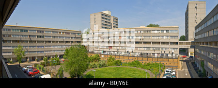 Ein 3 Bild-Stitch auf der berüchtigten Ferrier Estate in Kidbrooke, London Panorama. Stockfoto