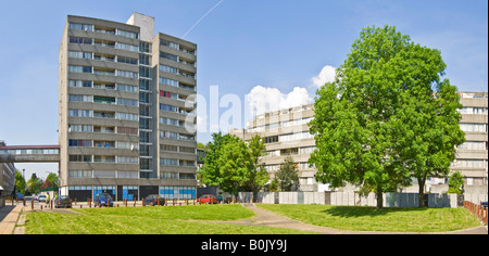 Ein 2 Bild-Stitch auf der berüchtigten Ferrier Estate in Kidbrooke, London Panorama. Stockfoto