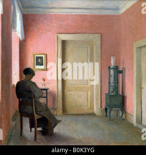 "Frau sitzt in einem Innenraum", 1915. Künstler: Peter Vilhelm Ilsted Stockfoto