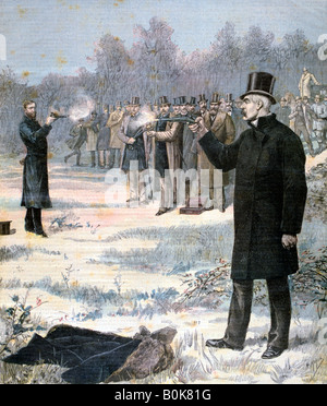 Das Duell zwischen Paul Deroulede und Georges Clemenceau, 1893. Künstler: Henri Meyer Stockfoto