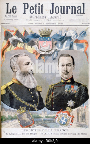 König Leopold II von Belgien und Prinz Nikolaus von Griechenland und Dänemark, 1895.  Künstler: Oswaldo Tofani Stockfoto