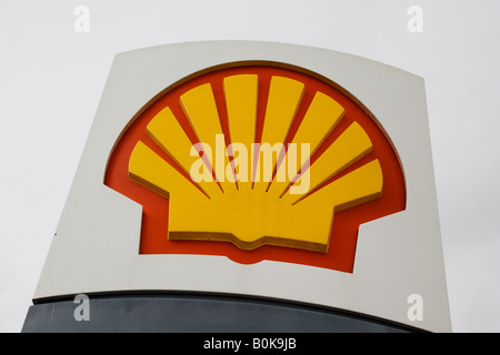 Shell Tankstelle Zeichen Gloucestershire Vereinigtes Königreich Stockfoto