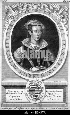 Lady Jane Grey, (c 1537-1554). Artist: R Weiß Stockfoto