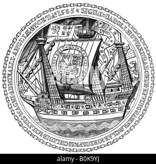 Dichtung und Autogramm des Lord High Admiral, Charles, Lord Howard von Nottingham, 1585. Künstler: unbekannt Stockfoto