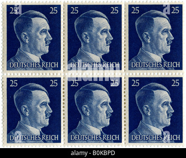 Eingestellt von Briefmarken mit Adolf Hitler (1889-1945), 1941-1942. Artist: Unbekannt Stockfoto