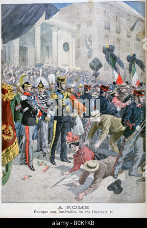 Panik an König Humbert's Funeral, Rom, 1900. Artist: Unbekannt Stockfoto