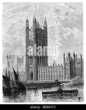 Der Victoria-Turm und den Houses of Parliament, London, 1900. Künstler: unbekannt Stockfoto
