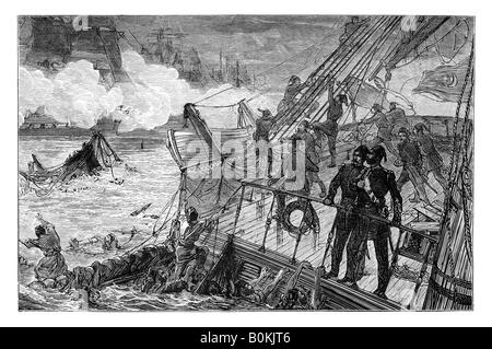 Vernichtung der türkischen Flotte in Sinope, 1853, (1900). Künstler: unbekannt Stockfoto