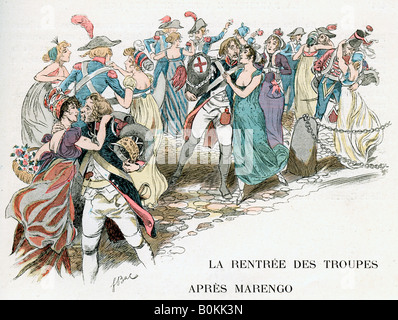 "Die Rückkehr der französischen Truppen von Marengo, 1800', c 1870-1950. Artist: Ferdinand Sigismund Bac Stockfoto