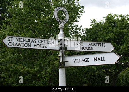 Wegweiser auf Austens Haus, Chawton, Hampshire Stockfoto